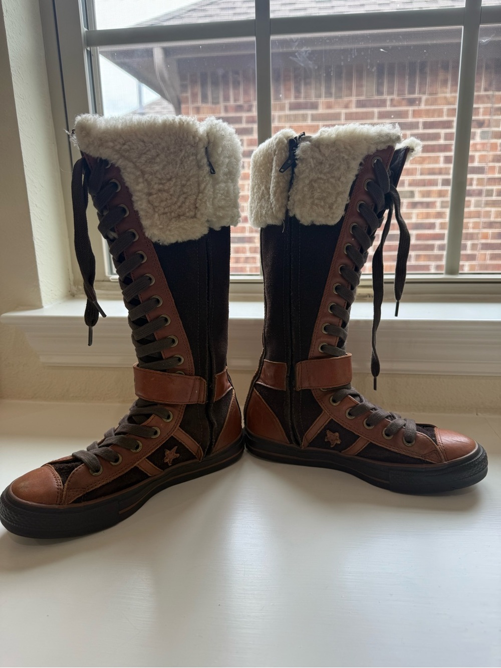 RARE Vintage Converse All Star XXHI Leather Calf/ Knee high lace up boots - Picture 2 of 8